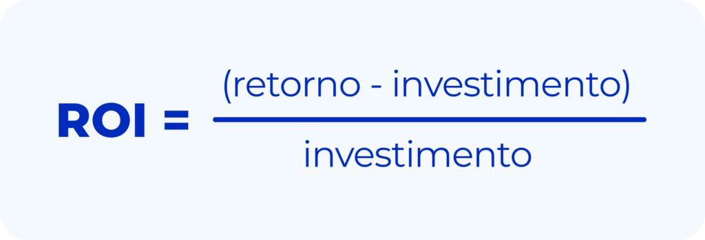 ROI = (retorno - investimento)/investimento