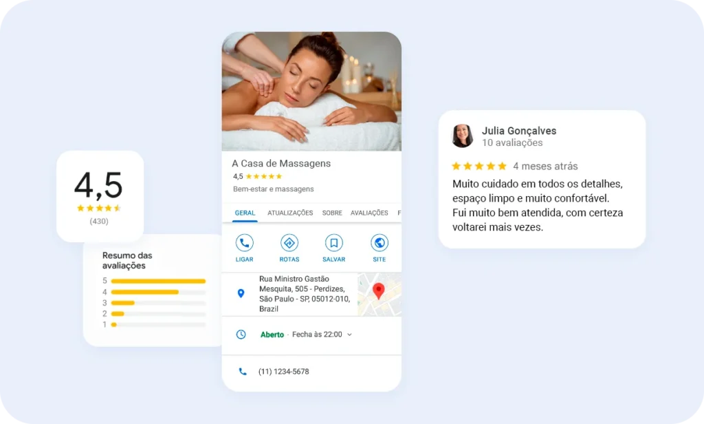 Exemplo de empresa de massagem no Google meu Negócio.