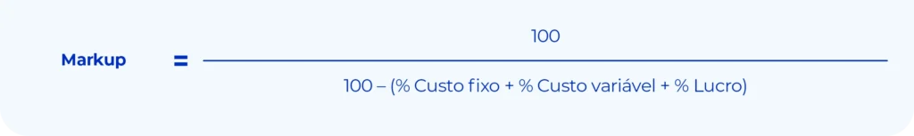 Fórmula para cálculo do markup.
