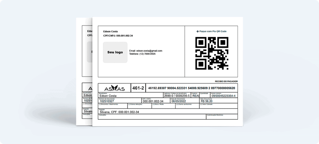 imagem mostra o boleto com qr code emitido pelo Asaas