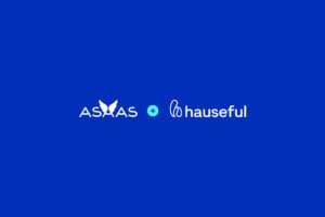 Na imagem, temos as logos do Asaas e da Hauseful em um fundo azul escuro.
