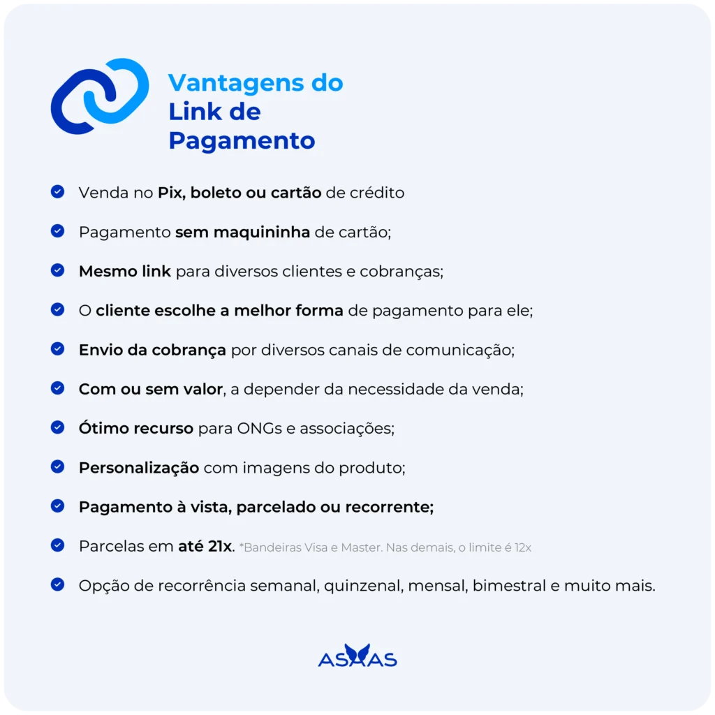 Vantagens do link de pagamentos do Asaas.