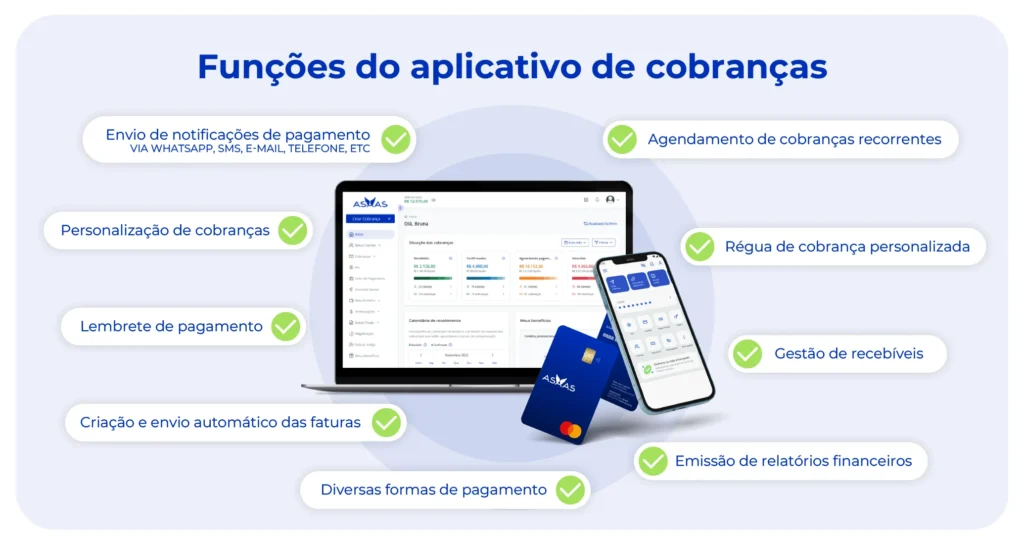 Funções de um aplicativo de cobranças.