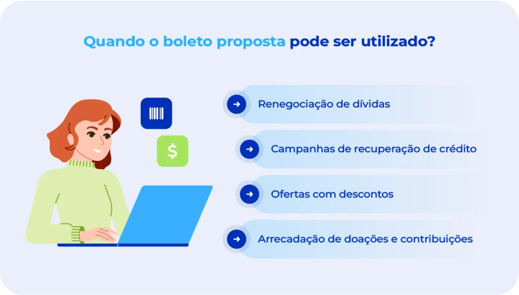 Imagem lista quando utilizar o boleto proposta.