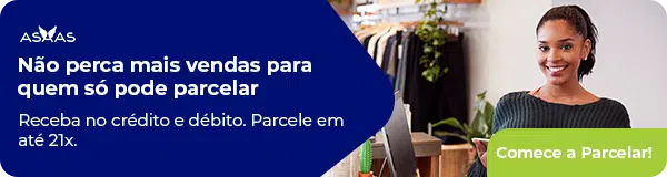 Não perca mais vendas para quem só pode parcelar. Receba no crédito e débito. Parcele em até 21x. Comece a Parcelar!