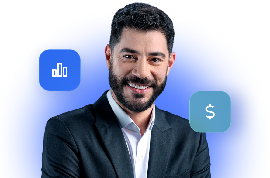 Empresário jovem sorrindo.