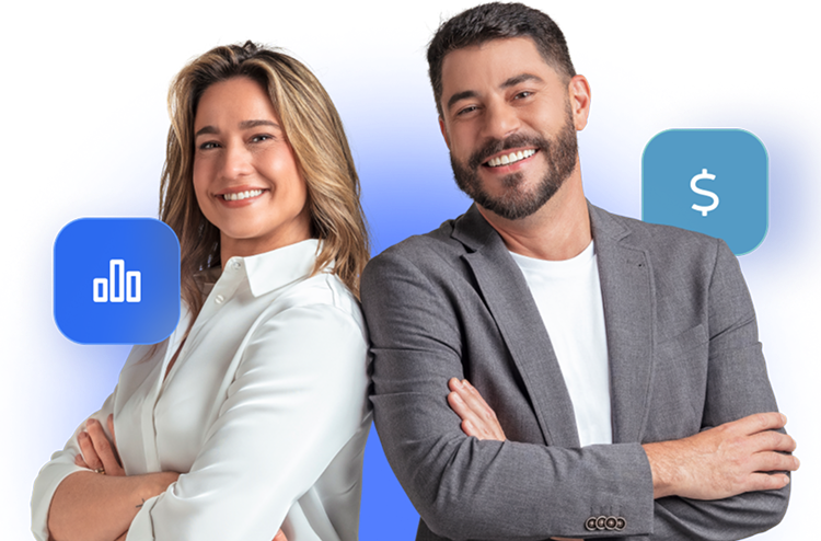 Evaristo Costa e Fernanda Gentil, garotos propaganda do Asaas.