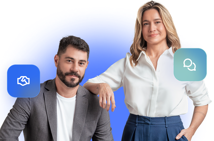 Evaristo Costa e Fernanda Gentil, garotos propaganda do Asaas.